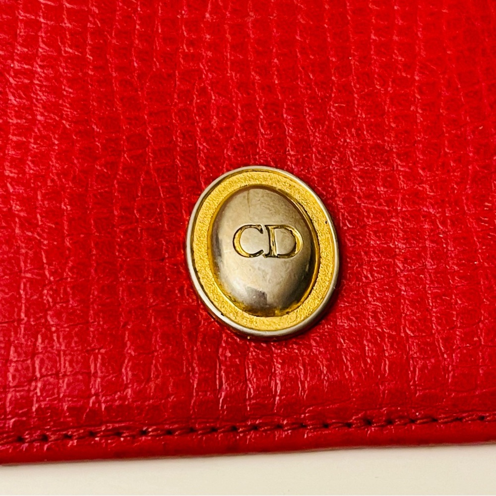 Vintage Christian Dior Red Pebbled Leather Continental Wallet - Picture 9 of 12